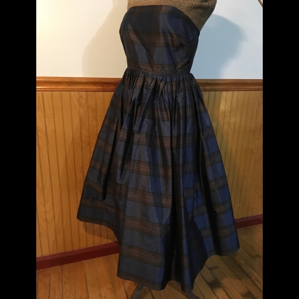 J. Crew silk plaid formal dress